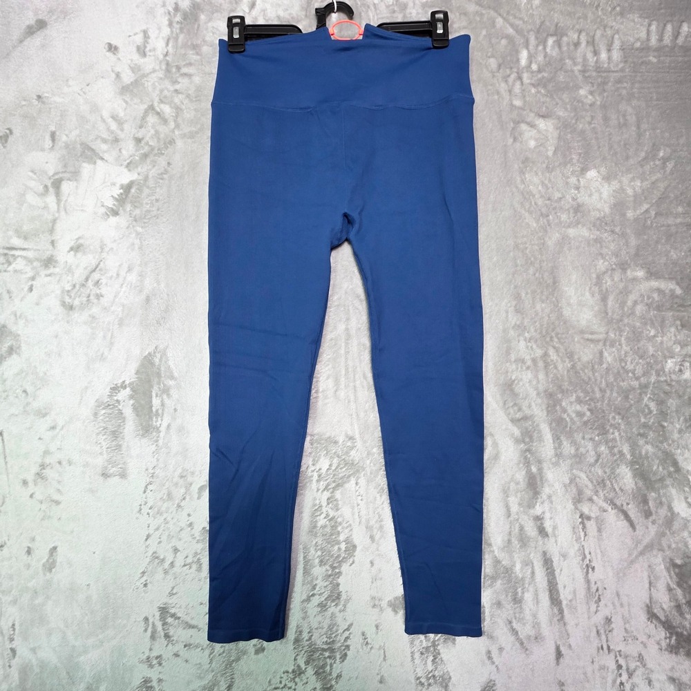 Fabletics Blue Ribbed Lace Up Back High Waisted Leggings XL LG1931616-4307-17060